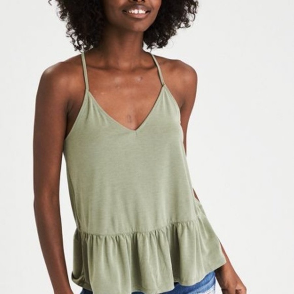 AEO | soft and sexy green flowy racer back tank